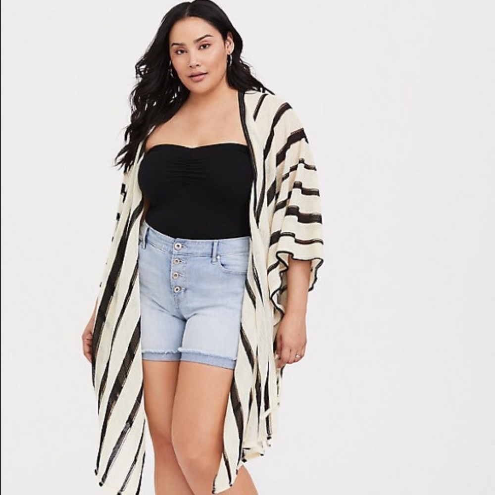 Ivory and Black Torrid Ruana